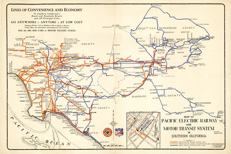 Map of the Pacific Electric Railway network