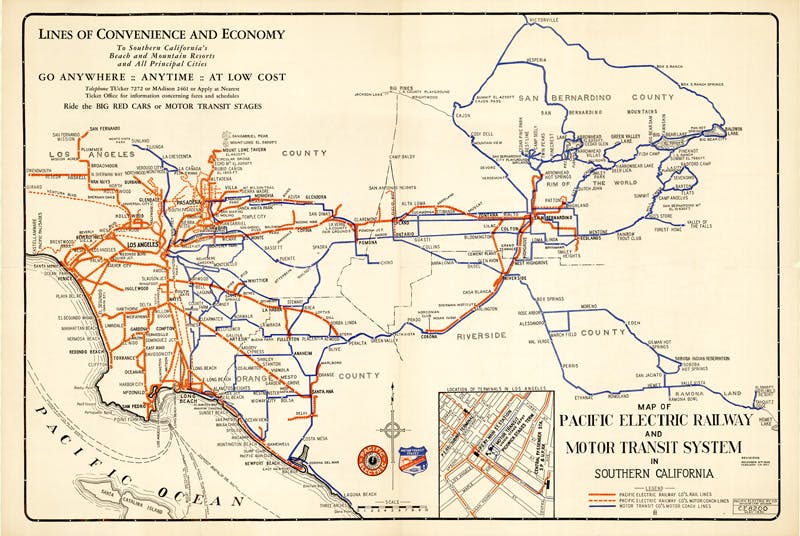 Map of the Pacific Electric Railway network